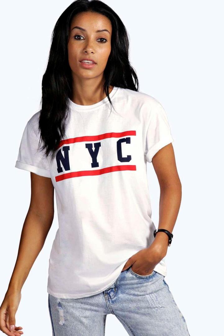Boohoo Abbey Slogan Print Tee White