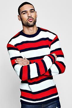 Boohoo Marl Stripe Knitted Jumper