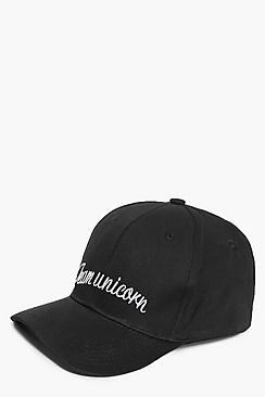 Boohoo Emma Team Unicorn Slogan Cap