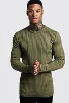 Boohoo Long Sleeved Muscle Fit Ribbed Crew Neck Jumper