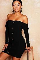 Boohoo Gold Button Detail Bodycon Mini Dress