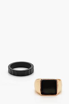 Boohoo Band & Signet Ring Set