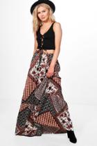 Boohoo Anouk Ruffle Detail Woven Maxi Skirt Multi