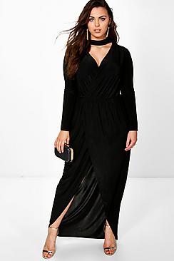 Boohoo Plus Eileen Choker Detail Maxi Dress
