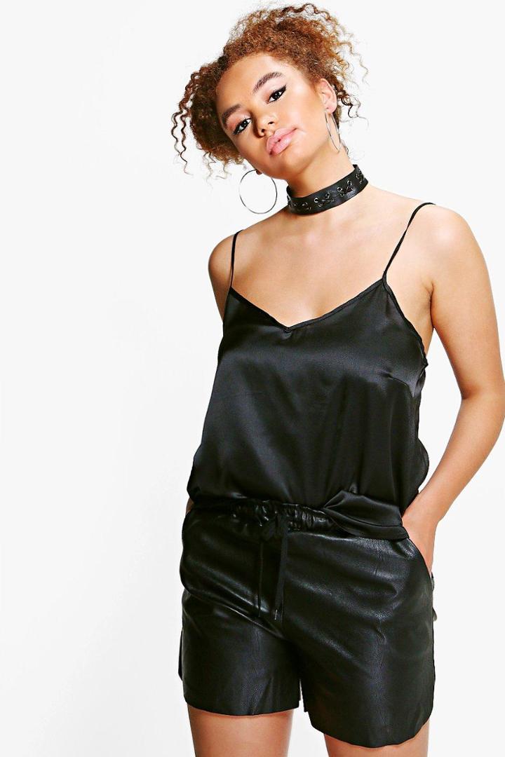Boohoo Plus Ariana Satin Cami Black