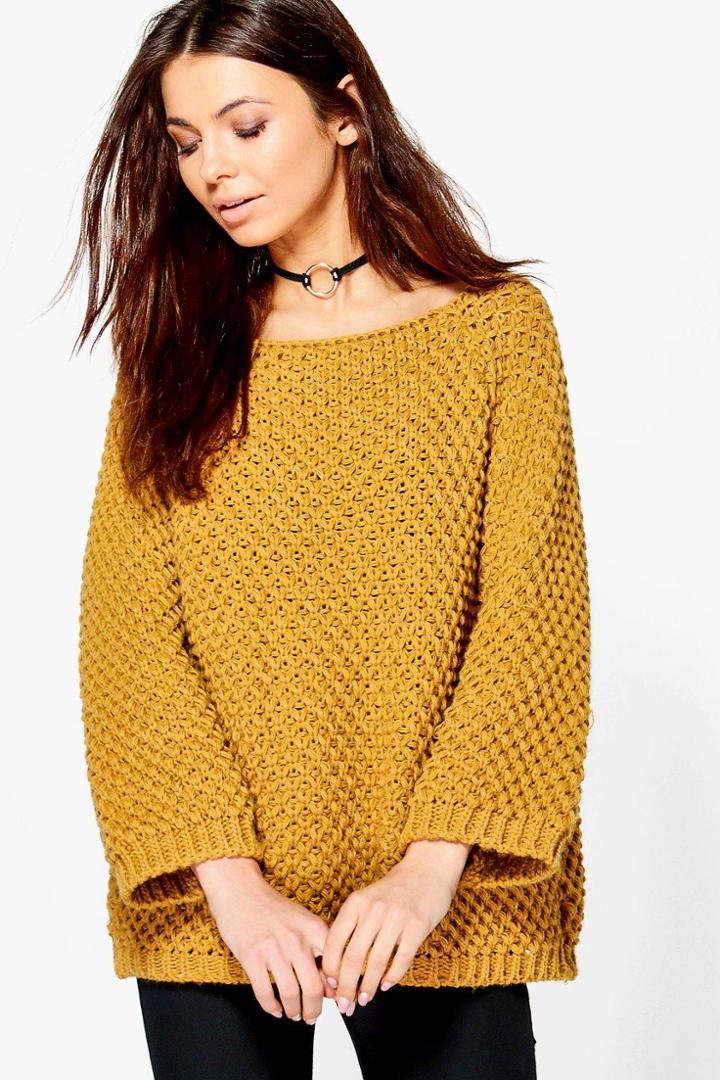 Boohoo Bella Fisherman Jumper Chartreuse