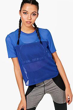 Boohoo Ivy Fit Mesh Sports T-shirt