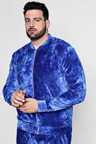 Boohoo Big And Tall Tie Dye Velour Bomber Co-ord