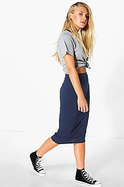 Boohoo Cacey Jersey Bodycon Midi Skirt