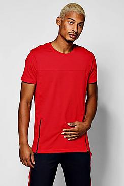Boohoo Panel T-shirt With Zip Hem