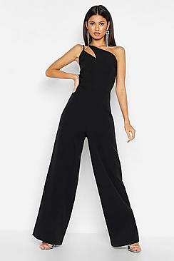Boohoo Woven One Shoulder Jumpsuit