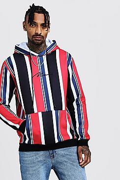 Boohoo Oversized Man Signature Stripe Hoodie