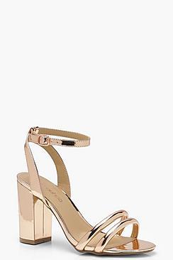 Boohoo Double Ankle Wrap Strap Heels