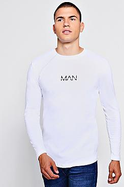 Boohoo Original Man Longsleeve Curve Hem T-shirt