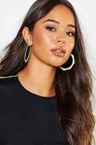 Boohoo Neon Square Edge Hoop Earrings