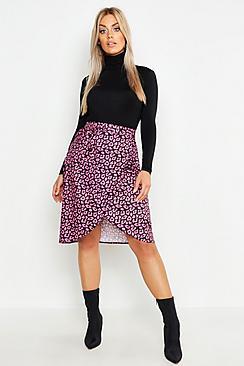 Boohoo Plus Snake Print Ruffle Wrap Skirt