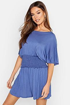 Boohoo Shirred Batwing Playsuit