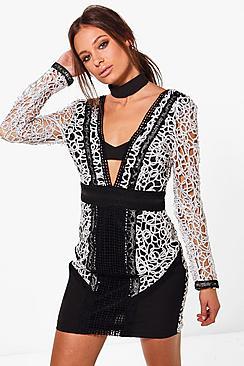 Boohoo Boutique Hana Metalic Plunge Bodycon Dress