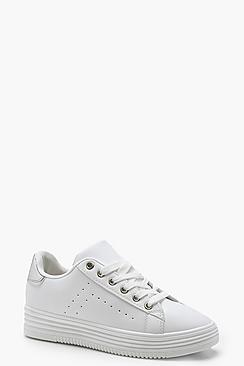 Boohoo Platform Metallic Trainers