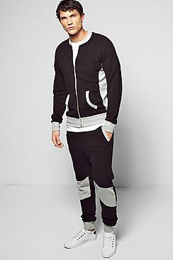 Boohoo Bomber Neck Pique Tracksuit