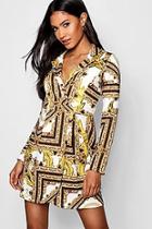 Boohoo Imogen Scarf Print Wrap Detail Blazer Dress
