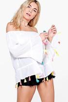 Boohoo Joanne Bright Trim Off The Shoulder Top