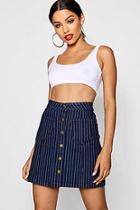 Boohoo Stripe Button Denim Skirt