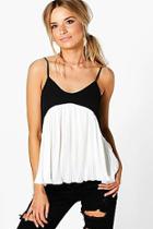 Boohoo Poppy Mono Pleated Hem Woven Cami