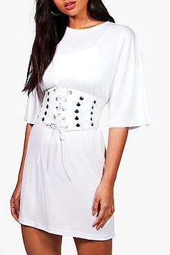 Boohoo Hannah Stud Detailing Lace Up Corset Belt
