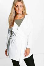 Boohoo Plus Jules Crepe Waterfall Jacket Ivory