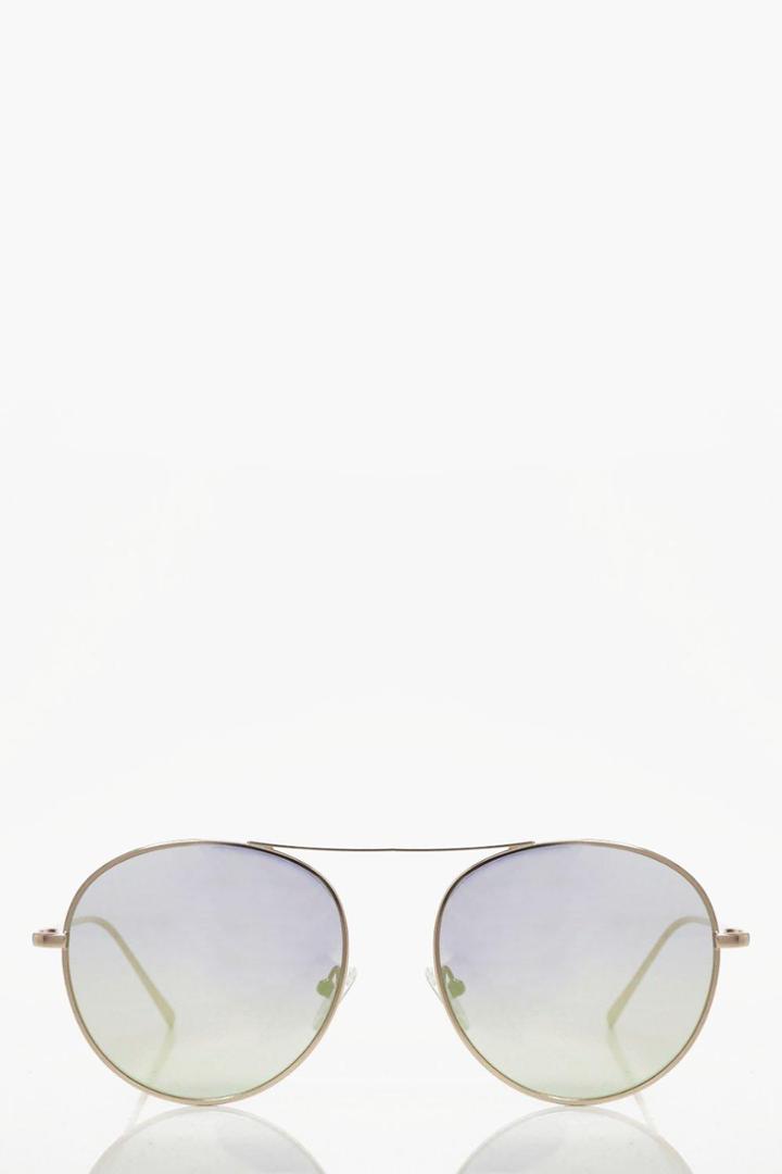 Boohoo Lola Pastel Revo Lense Aviator Sunglasses Yellow