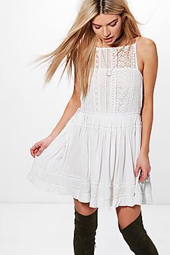 Boohoo Boutique Sonia Crochet Tassle Side Dress