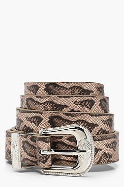 Boohoo Sarah Snake Western Buckle Belt