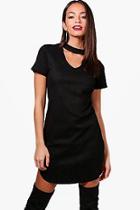 Boohoo Larsa Suede Choker Dress