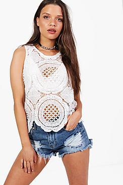 Boohoo Bella Lace Crochet Top