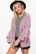 Boohoo Hannah Edge To Edge Ruffle Cardigan