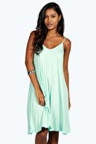 Boohoo Kelly Strappy Swing Dress Mint