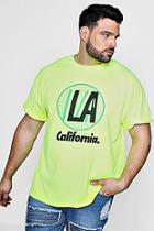 Boohoo Big And Tall La Neon Roll Sleeve T-shirt