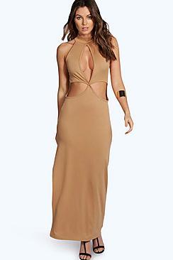 Boohoo Candice High Neck Cutout Maxi Dress