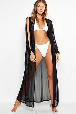 Boohoo Open Sleeve Maxi Beach Kimono
