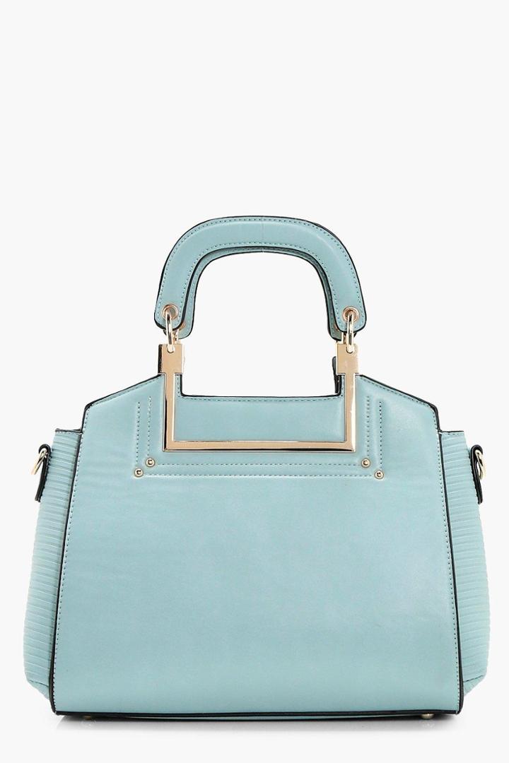Boohoo Faith Hardware Handle Boxy Cross Body Blue
