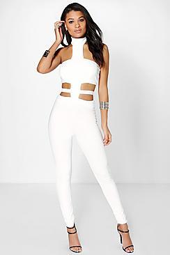 Boohoo Ruby Strap High Neck Jumpsuit