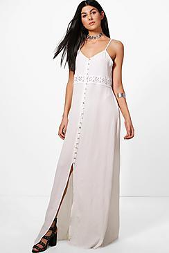 Boohoo Willa Crochet Waist Maxi Dress