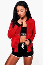 Boohoo Paige Fit Bomber Sports Jacket Red