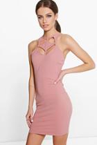 Boohoo Petite Eve Cut Out Detail Bodycon Dress Blush