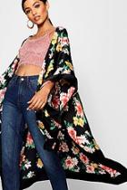 Boohoo Eleri Woven Floral Contrast Kimono