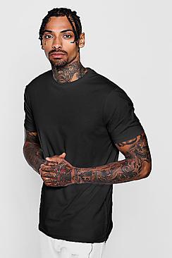 Boohoo Dele Longline Side Zip Man Signature T-shirt
