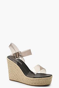 Boohoo Clear Strap Espadrille Wedges