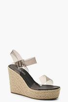 Boohoo Clear Strap Espadrille Wedges