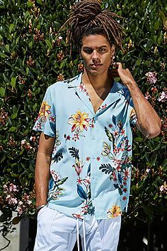 Boohoo French Montana Floral Print Revere Shirt